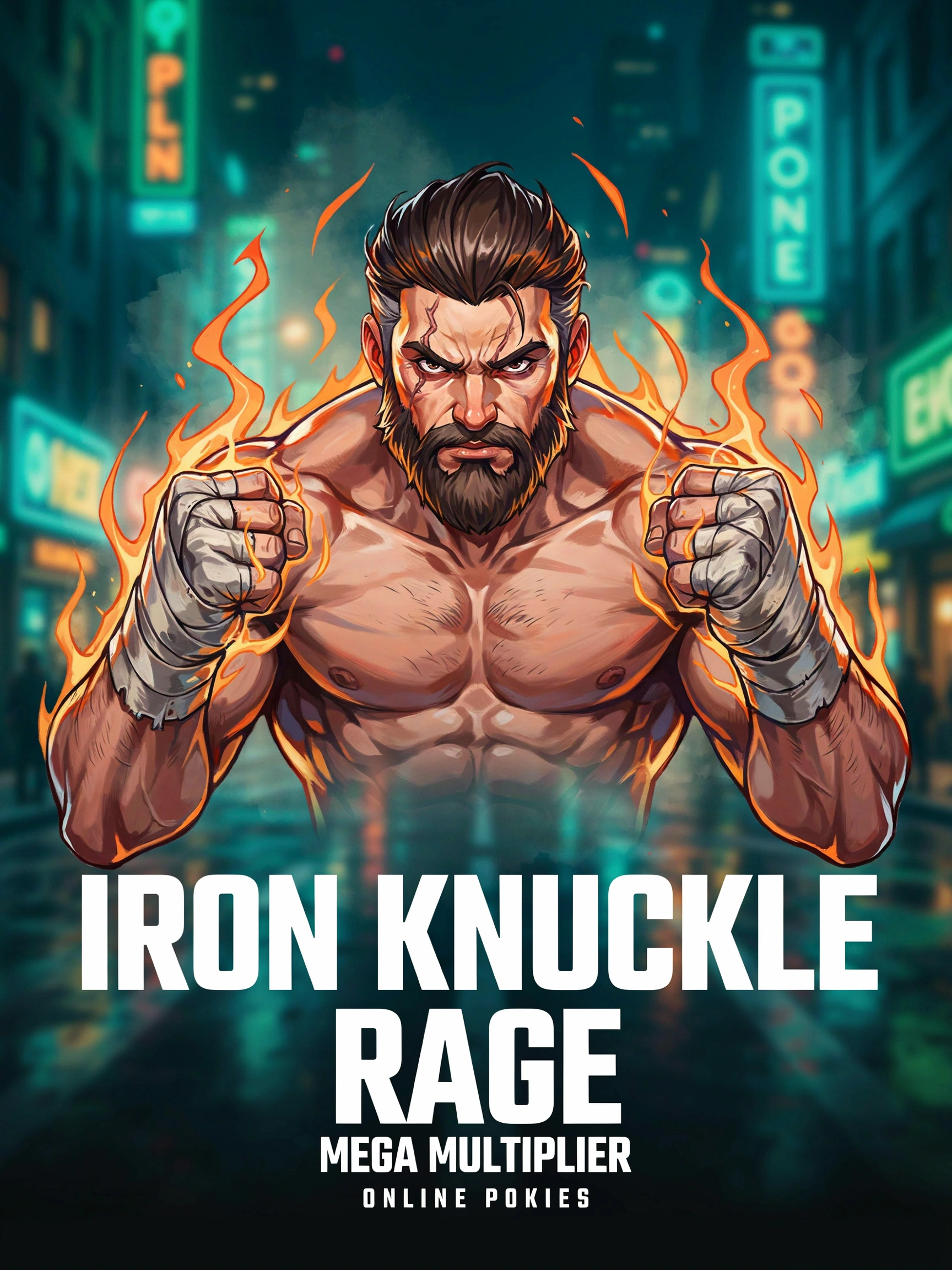 In-game art from the Fist of Destruction Mega Multiplier pokie